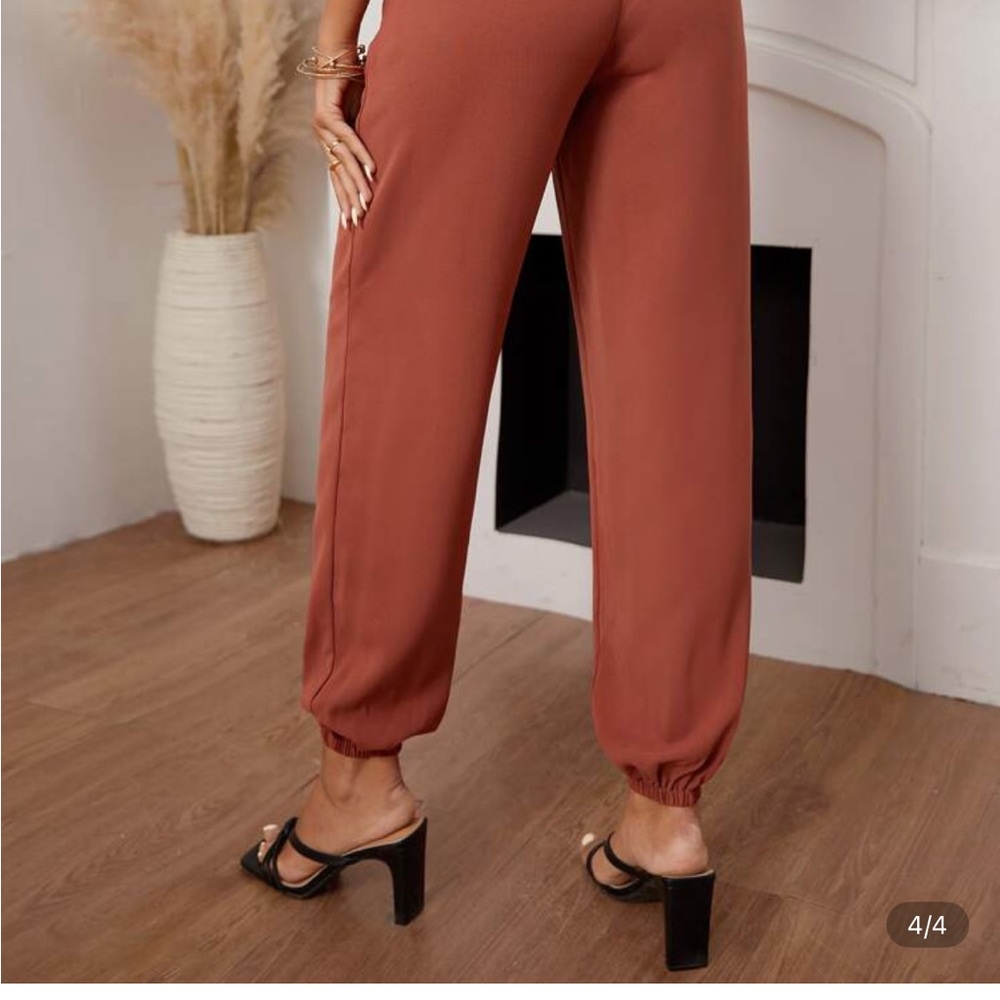 SHEIN Rust Track Pants - Picture 2 of 3